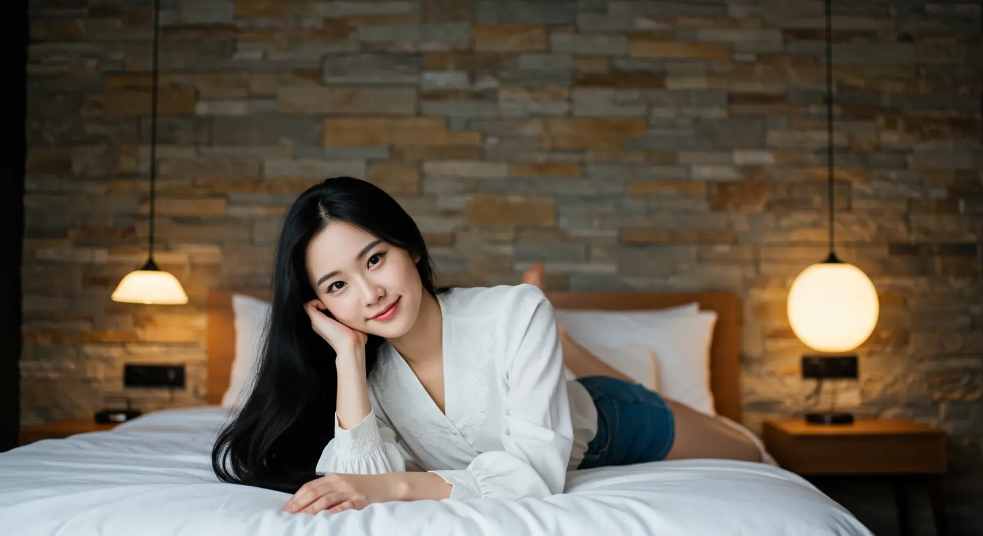 Young Japanese woman, white dress, smiling gently, holding one finger up like she’s explaining something, friendly and intelligent expression, studio shot, close-up, high quality, realistic, detailed, minimal background, approachable and helpful vibe